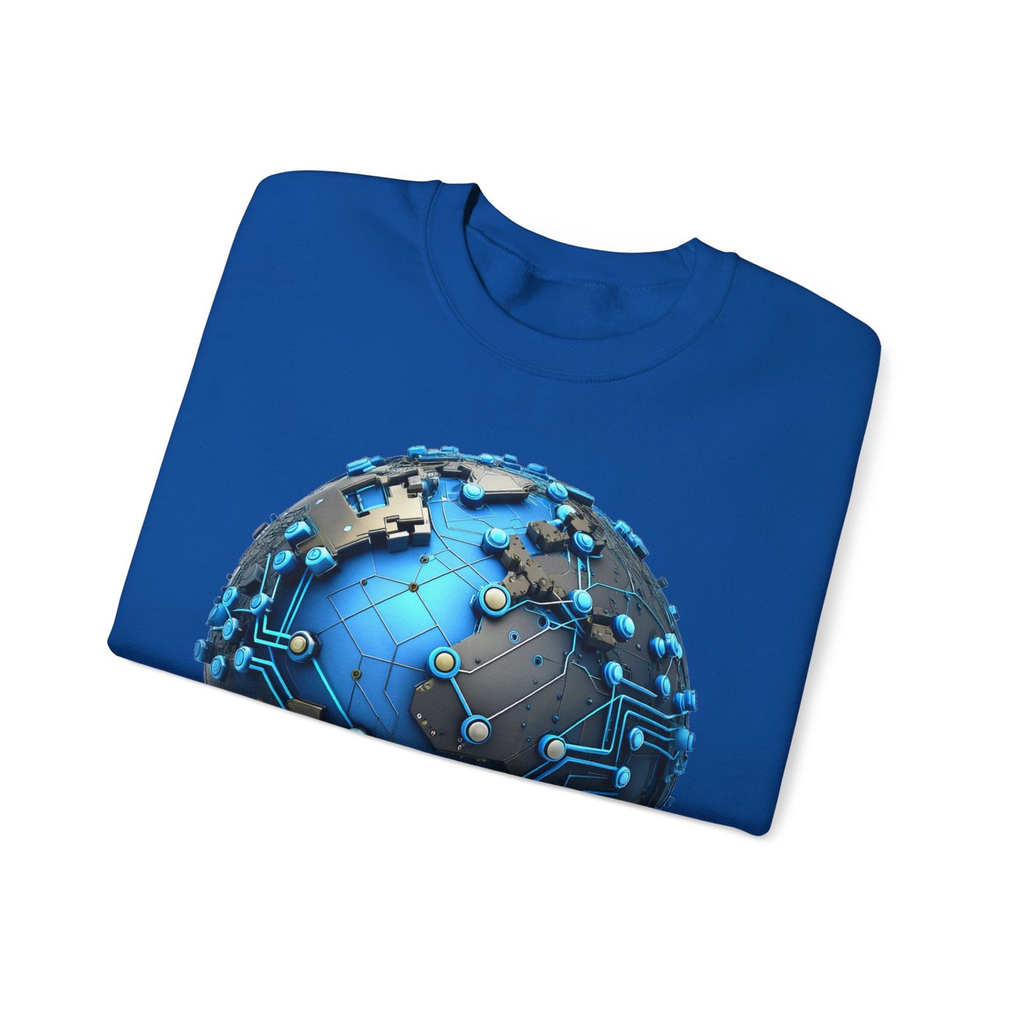 Connected World Graphic Sweatshirt, Unisex Crewneck, Trendy Tech Apparel, Perfect Gift for Geeks, Earth Day, and College Students