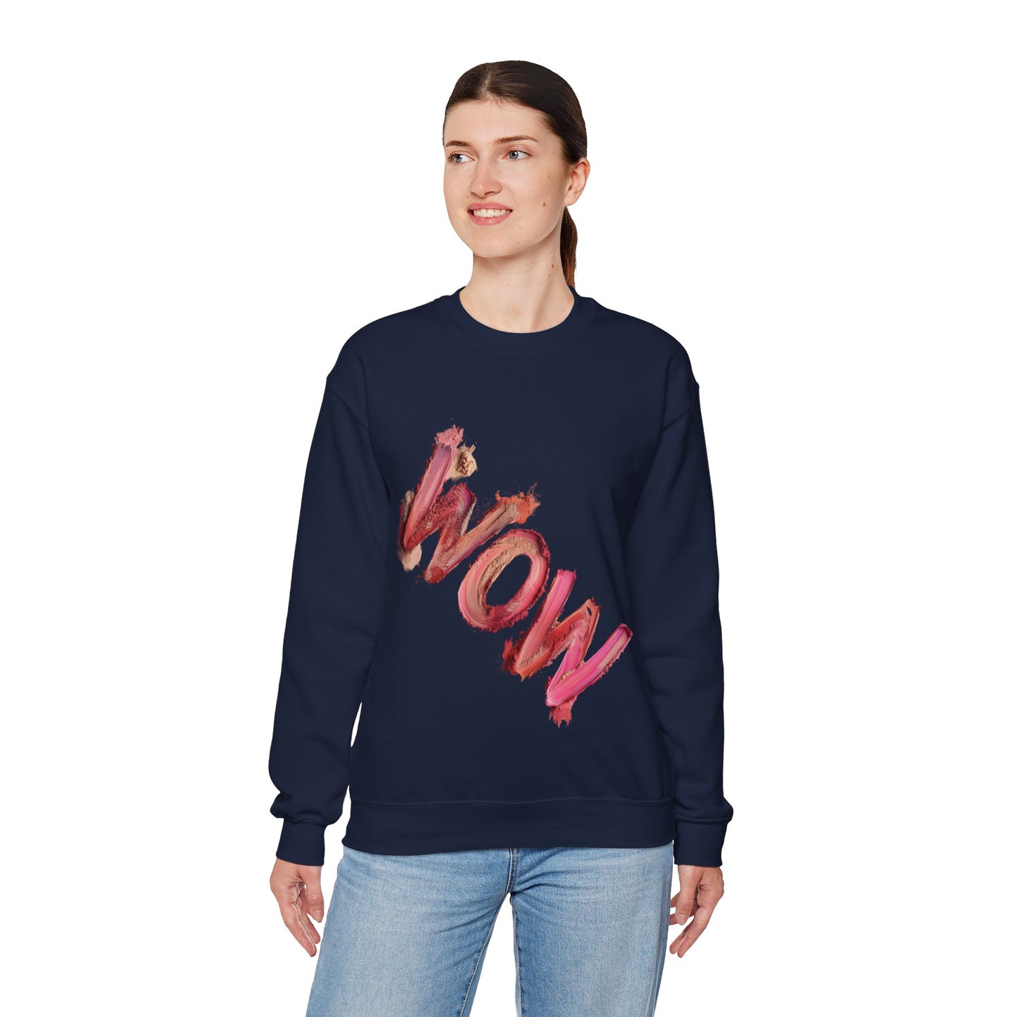 Empowering WOW Crewneck Sweatshirt | Unisex Casual Wear, Gift for Her, Inspirational Apparel, Statement Clothing, Cozy Sweatshirt
