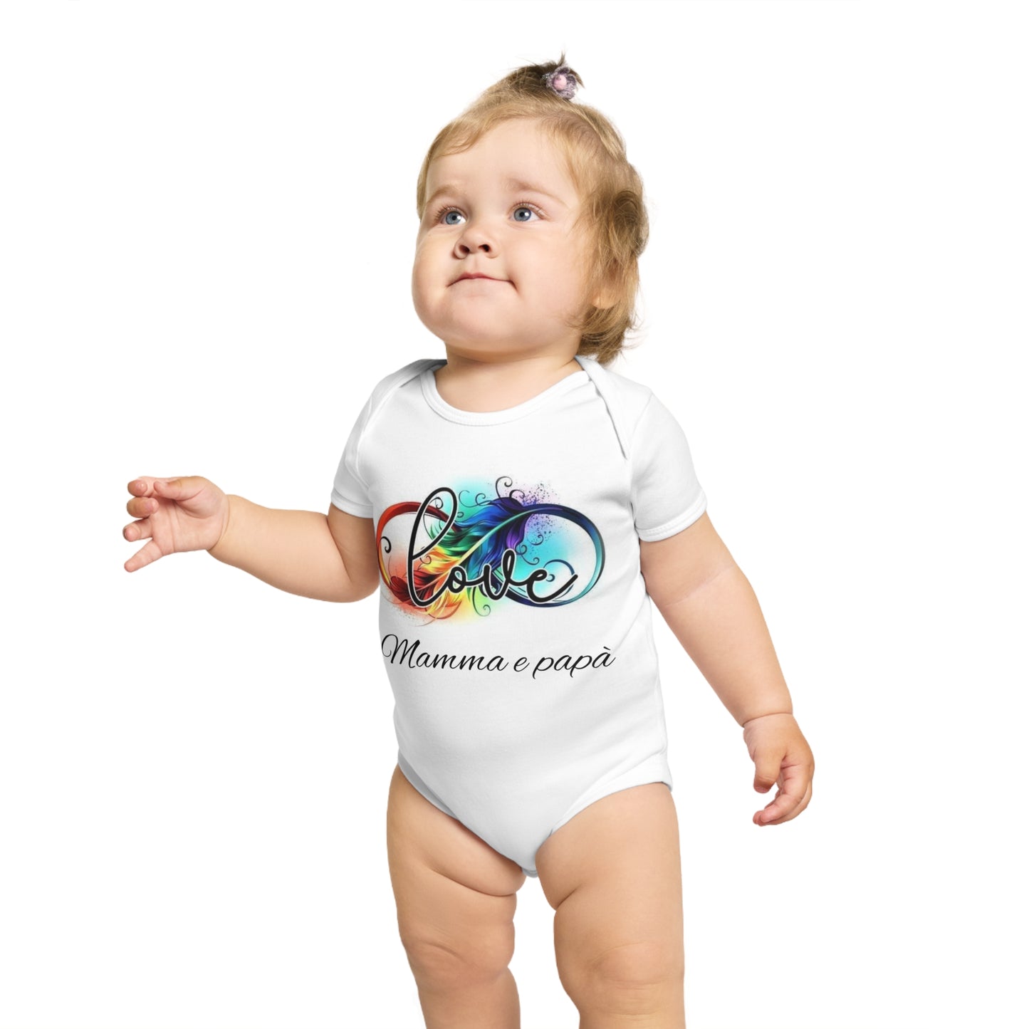 Colorful Love Baby Bodysuit, Baby Shower Gift, Newborn Outfit, Cute Infant Clothes, Family Love Apparel, Mamma e papà Design