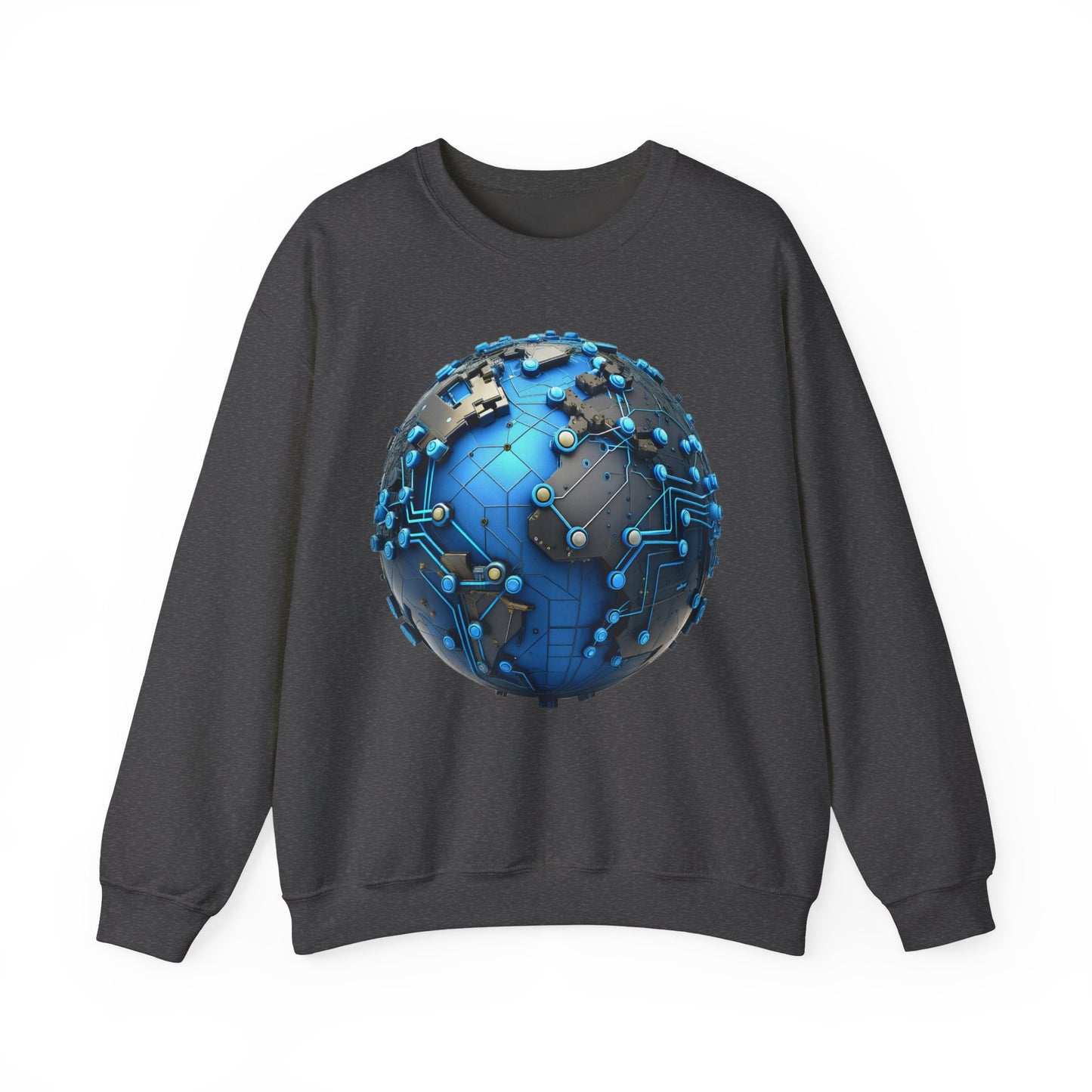 Connected World Graphic Sweatshirt, Unisex Crewneck, Trendy Tech Apparel, Perfect Gift for Geeks, Earth Day, and College Students
