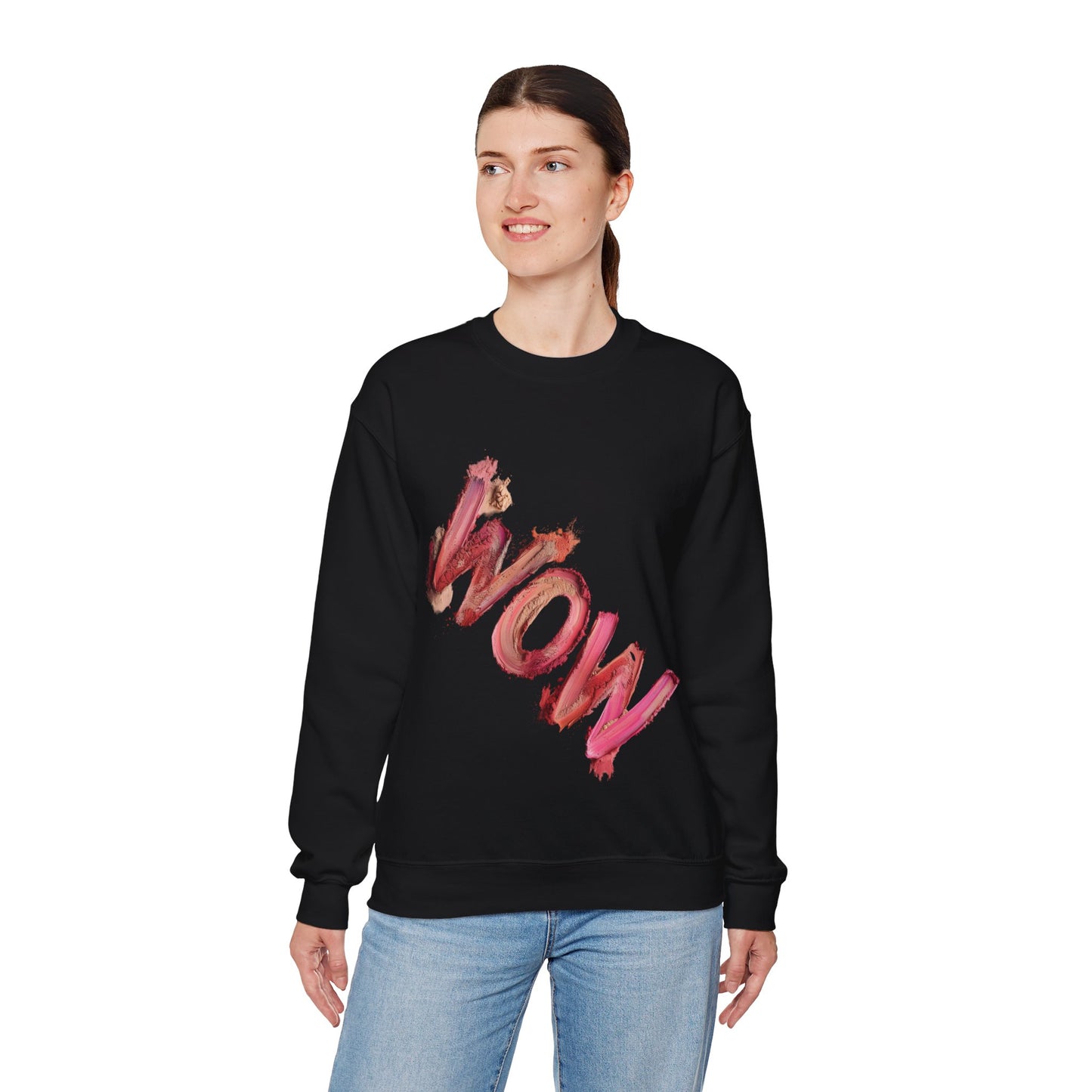 Empowering WOW Crewneck Sweatshirt | Unisex Casual Wear, Gift for Her, Inspirational Apparel, Statement Clothing, Cozy Sweatshirt