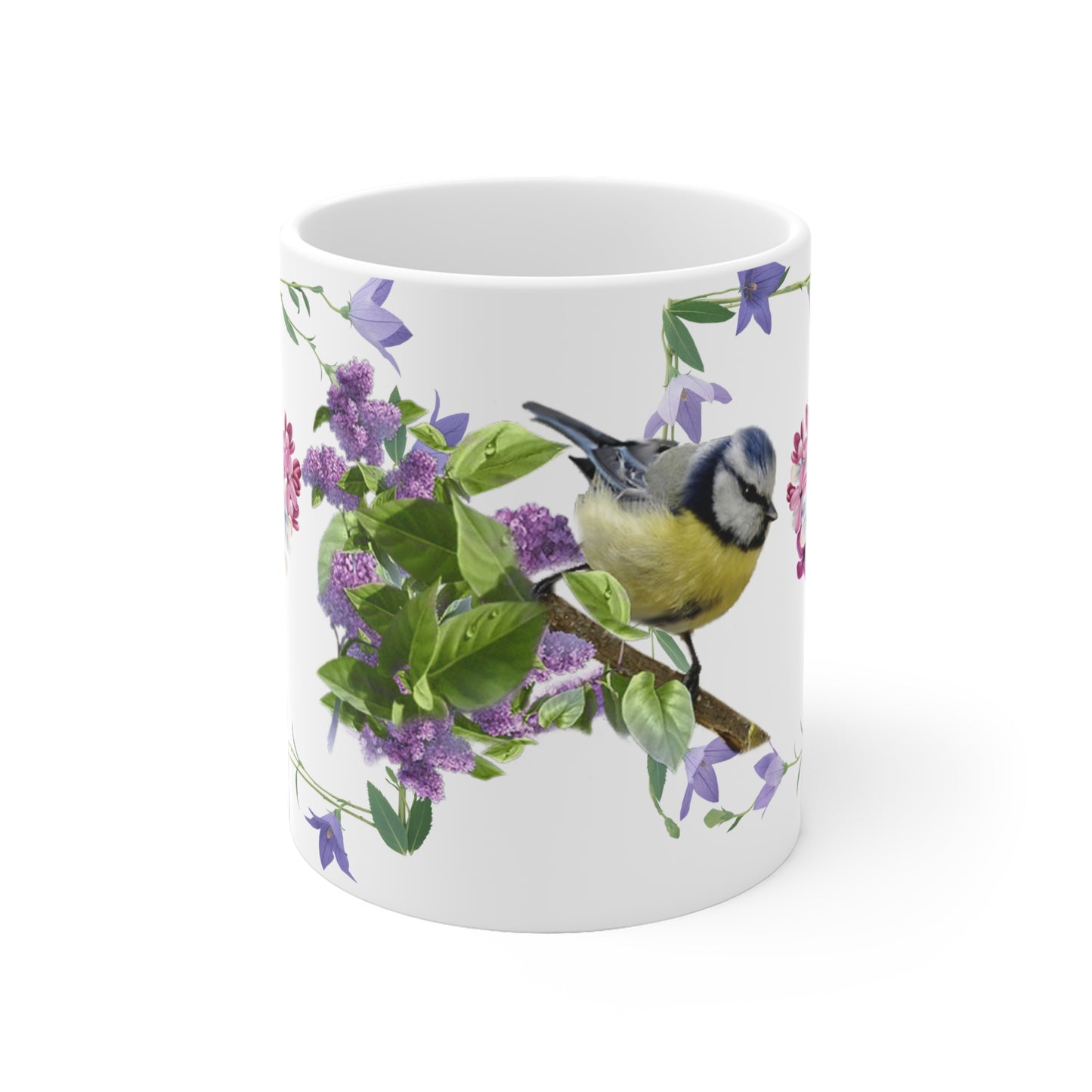 Nature-Inspired Ceramic Mug with Bird and Floral Design, Gift for Bird Lovers, Tea or Coffee Mug, Housewarming Gift, Eco-Friendly Drinkware
