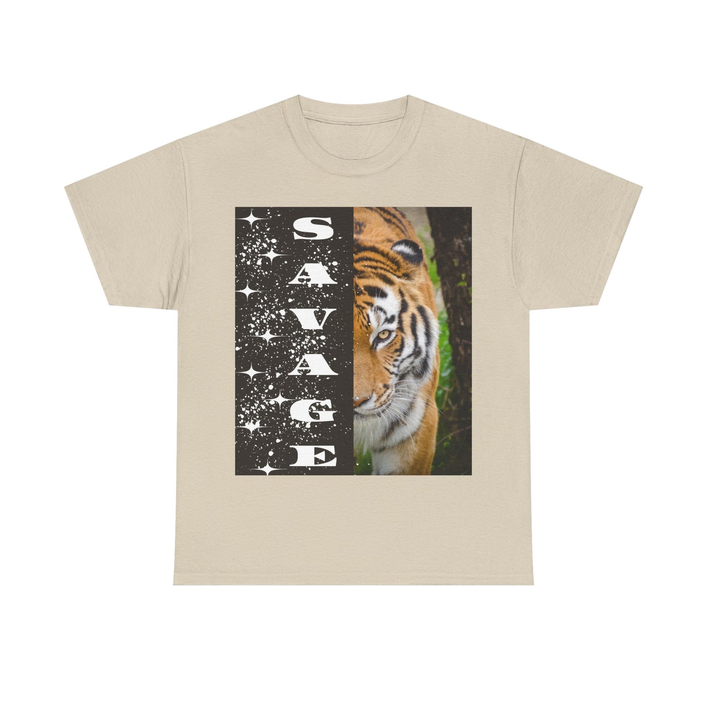 Savage Tiger Cotton Tee |Arte indossabile con orgoglio, regalo per gli amanti degli animali, maglietta unisex, moda originale, abbigliamento Wild Spirit