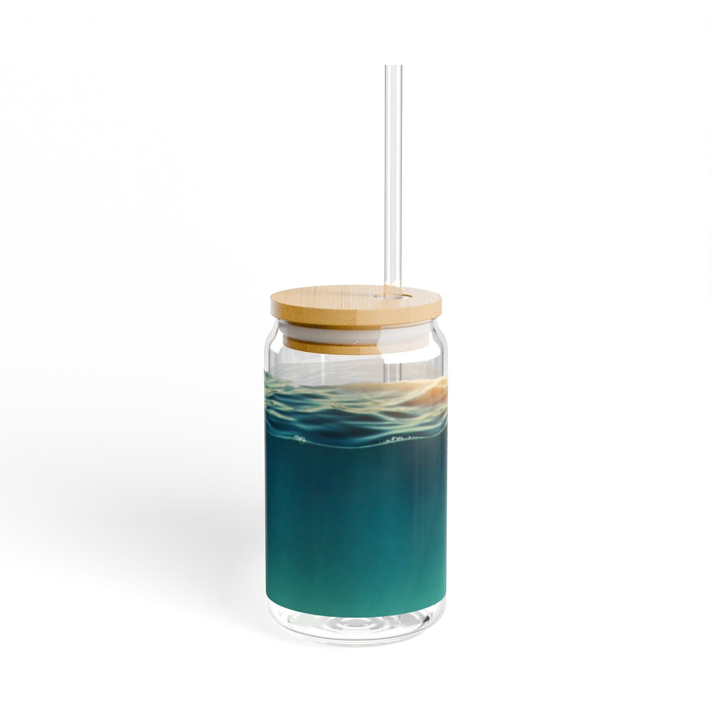 Aesthetic Eco-Friendly Sipper Glass with Bamboo Lid, 16oz Glass Straw Jar, Beach Vibe Drinkware, Perfect for Summer Parties, [...]