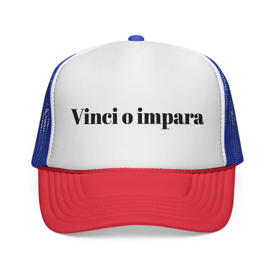 Trucker Cap with Italian Text "Vinci o impara"