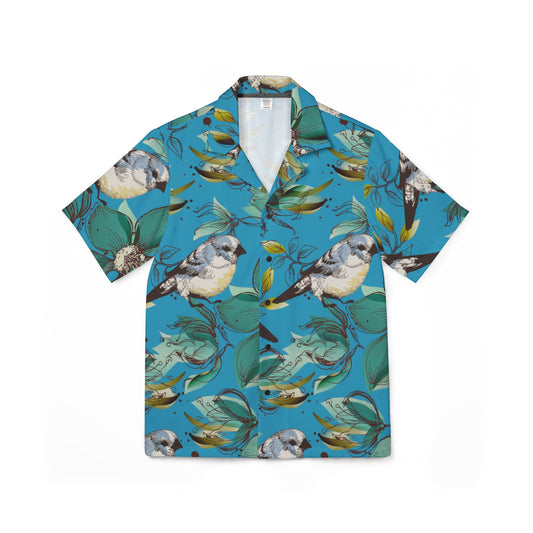 Tropical Bird Print Camp Shirt, Men's Casual Summer Shirt, Vacation Wear, Beach Attire, Hawaiian Style Shirt, Gift for Him
