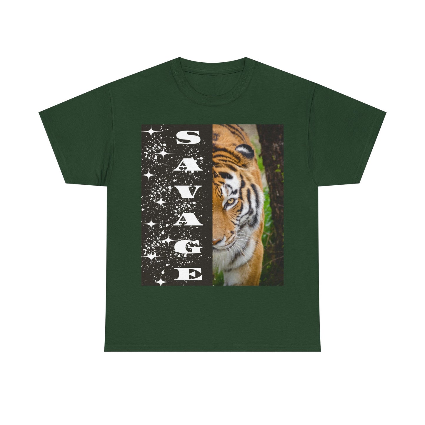 Savage Tiger Cotton Tee |Arte indossabile con orgoglio, regalo per gli amanti degli animali, maglietta unisex, moda originale, abbigliamento Wild Spirit