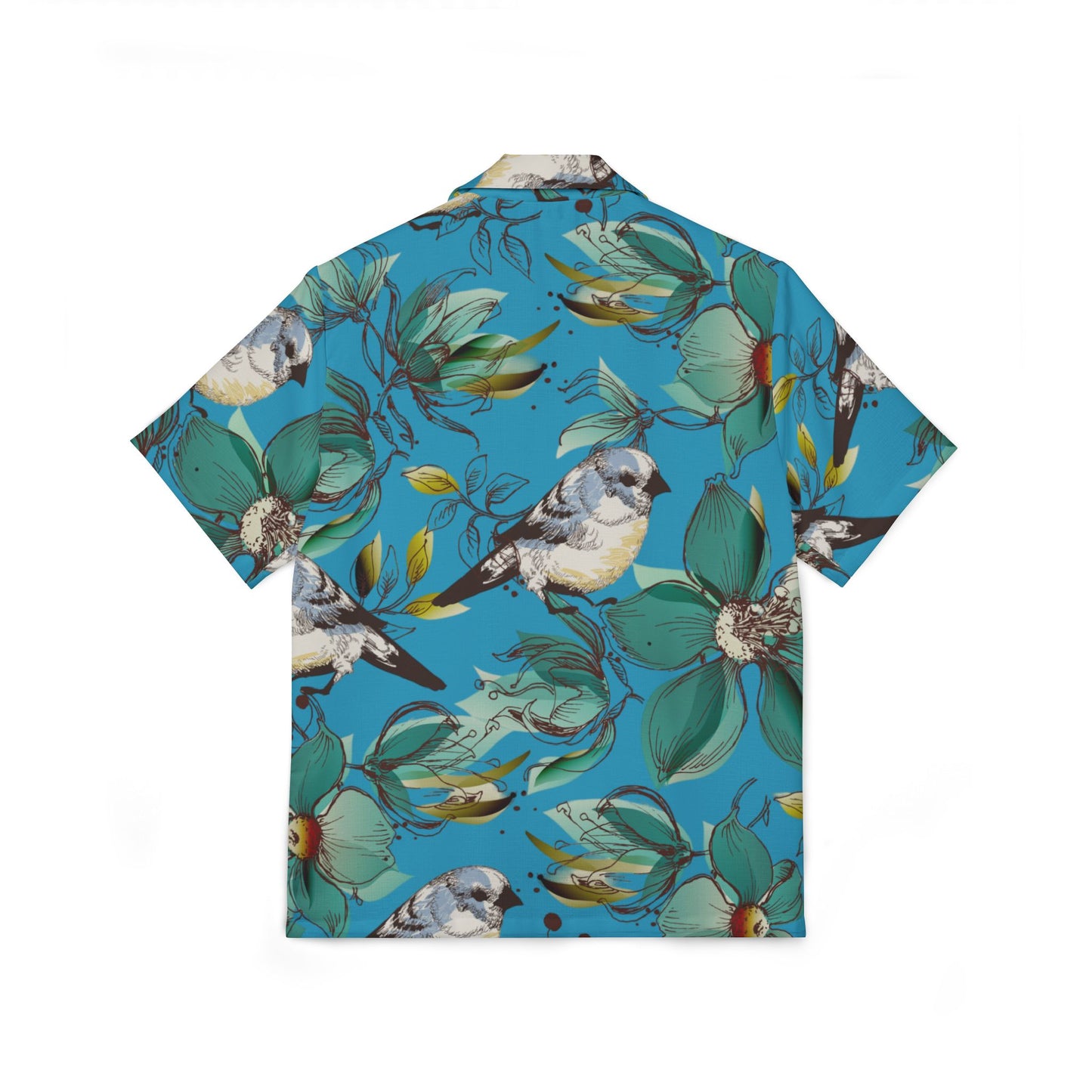 Tropical Bird Print Camp Shirt, Men's Casual Summer Shirt, Vacation Wear, Beach Attire, Hawaiian Style Shirt, Gift for Him