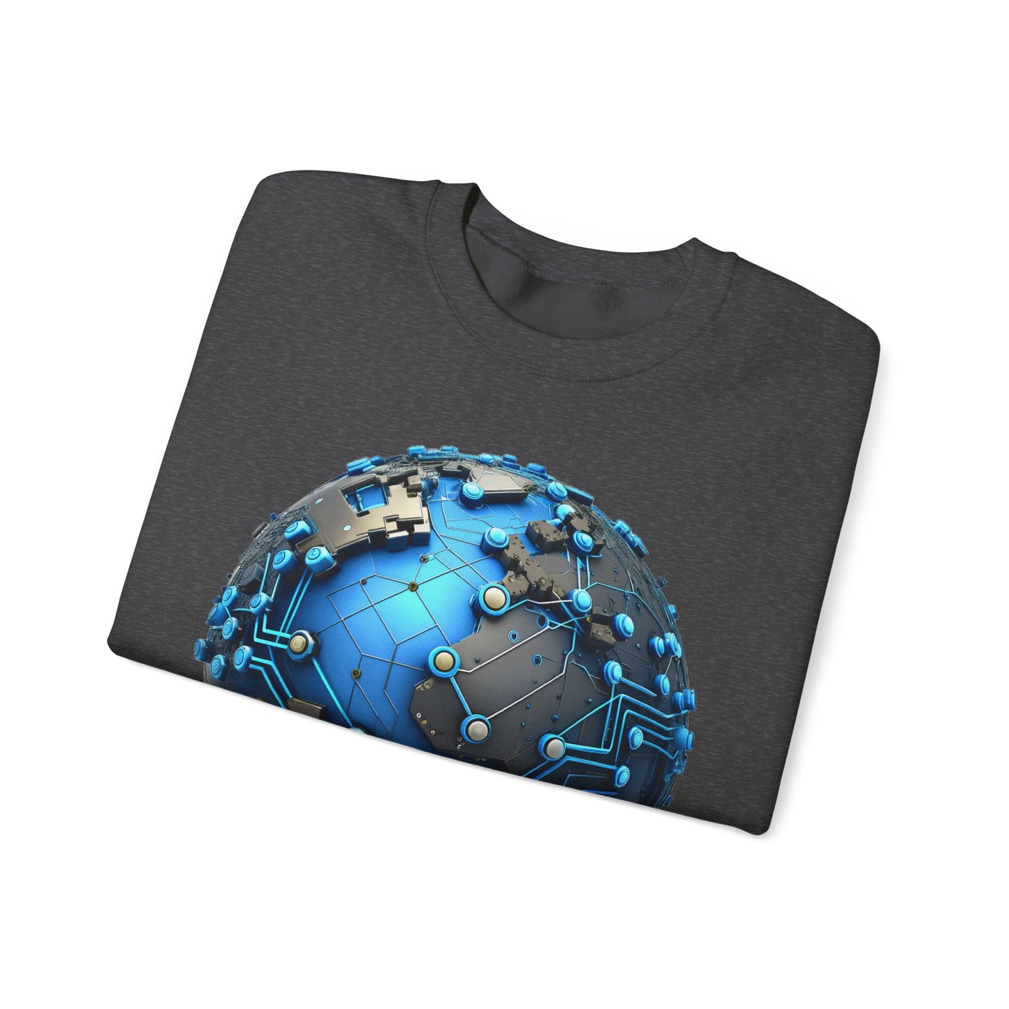 Connected World Graphic Sweatshirt, Unisex Crewneck, Trendy Tech Apparel, Perfect Gift for Geeks, Earth Day, and College Students