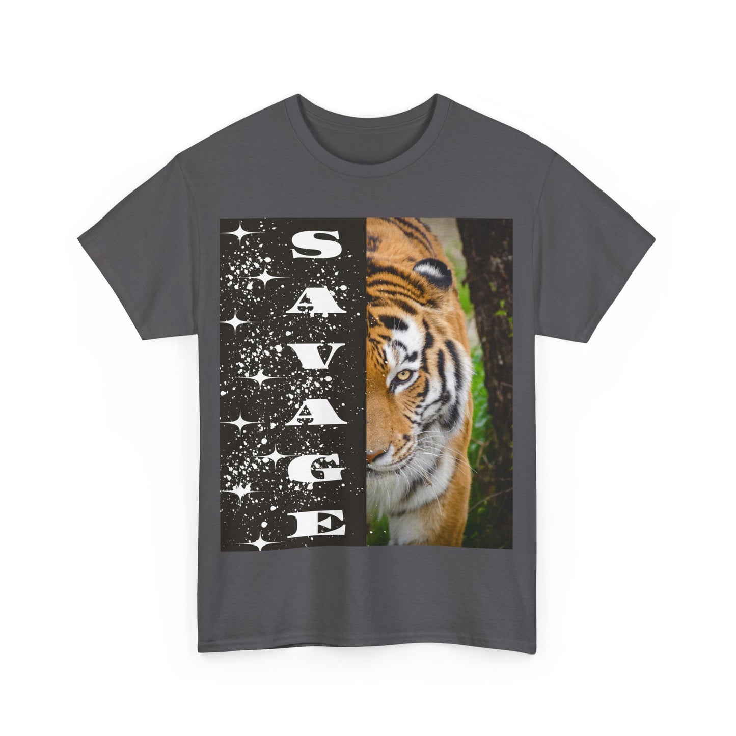 Savage Tiger Cotton Tee |Arte indossabile con orgoglio, regalo per gli amanti degli animali, maglietta unisex, moda originale, abbigliamento Wild Spirit