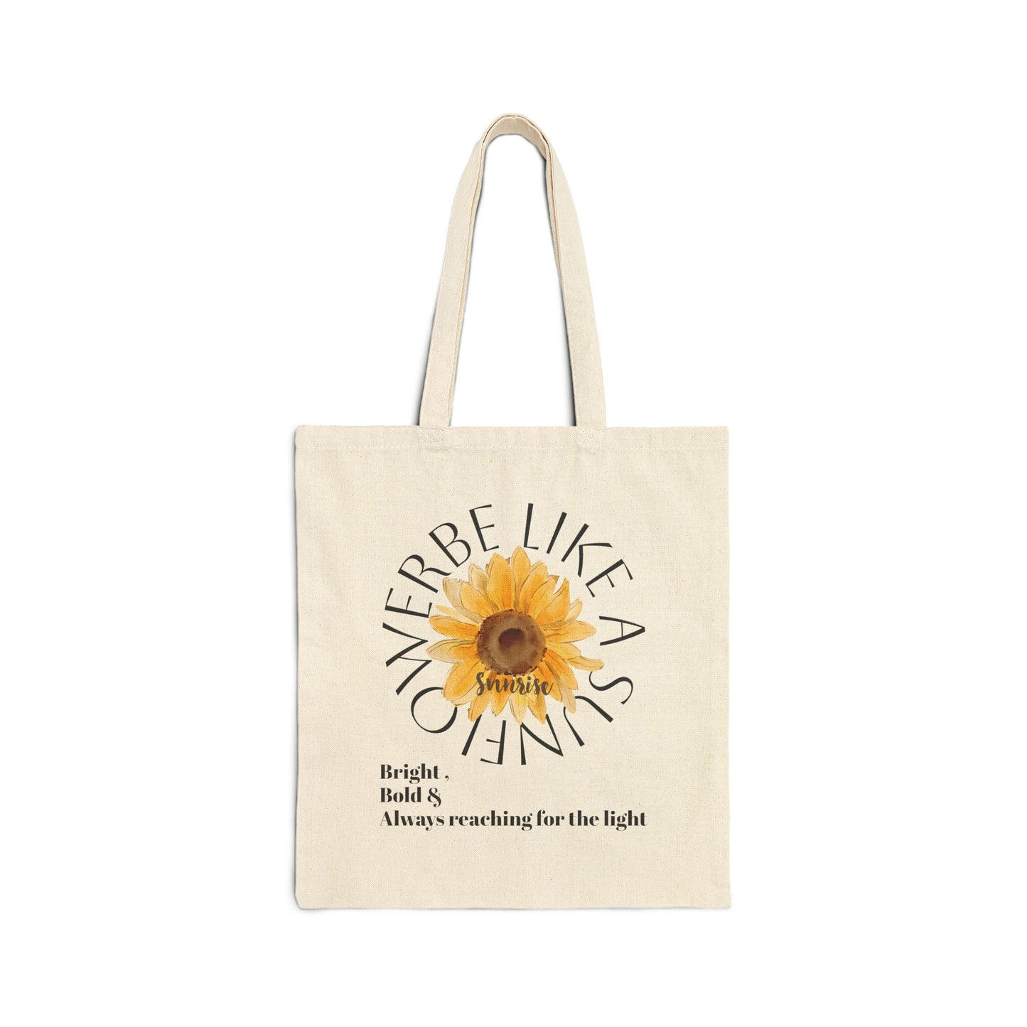 Sunny Inspiration Cotton Canvas Tote Bag - Eco-Friendly, Reusable Shopping Bag, Beach Tote, Gift for Her, Flourish & Grow