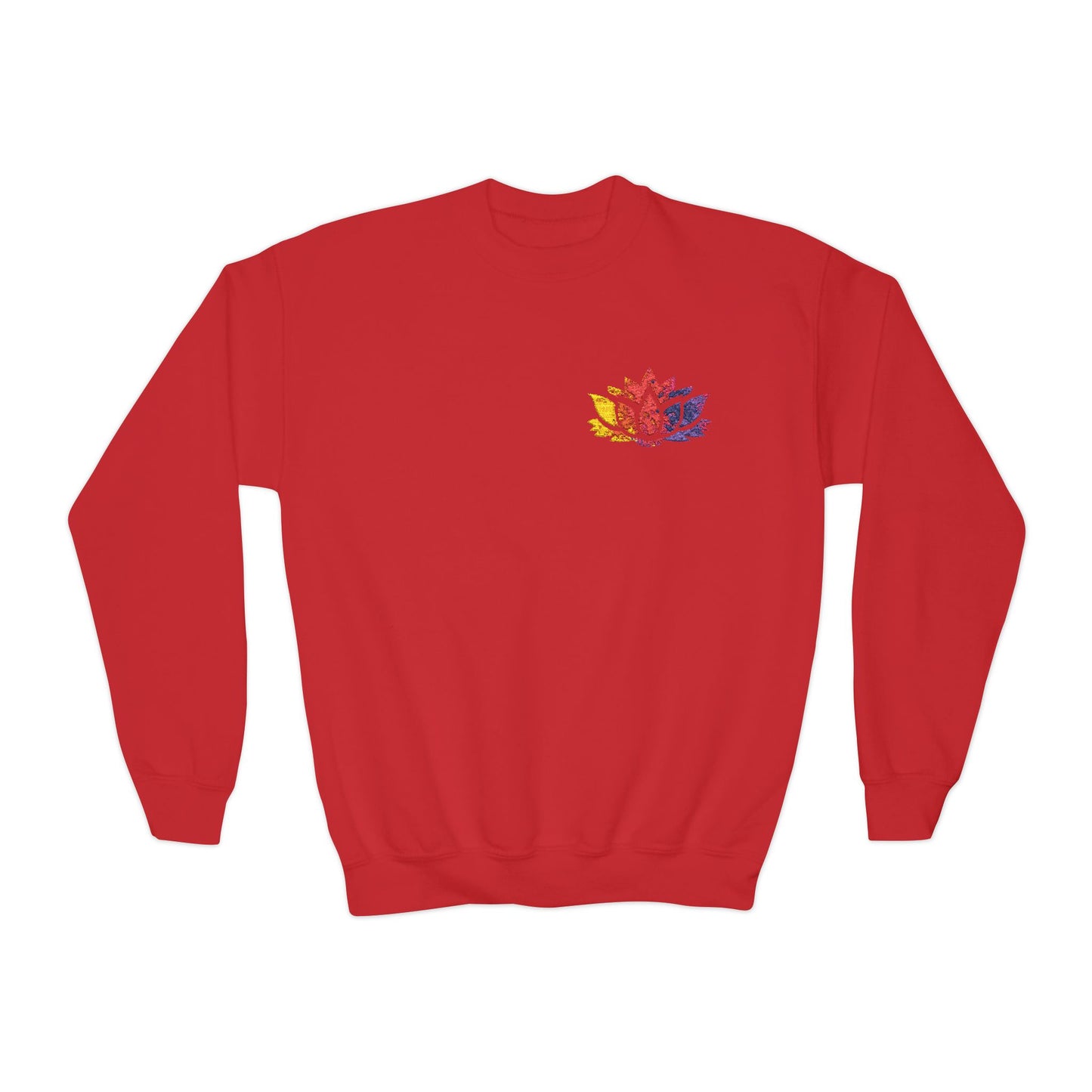 Colorful Lotus Youth Crewneck Sweatshirt, Boho Sweatshirts, Spring Fashion, Meditation Gift, Comfortable Kids Wear