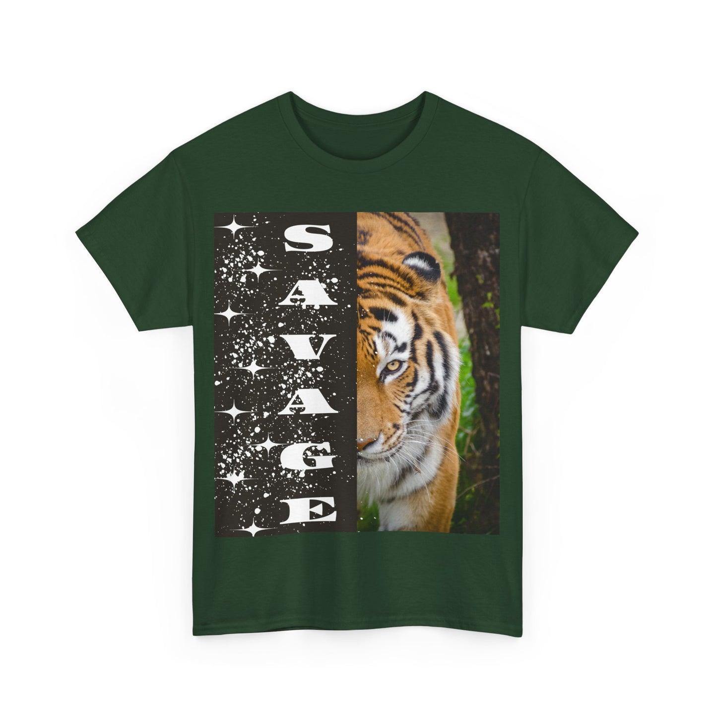 Savage Tiger Cotton Tee |Arte indossabile con orgoglio, regalo per gli amanti degli animali, maglietta unisex, moda originale, abbigliamento Wild Spirit