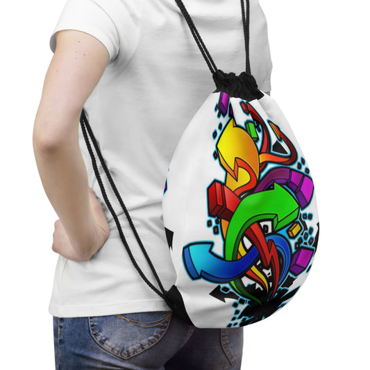 Vibrant Graphic Drawstring Bag - Colorful Art Tote, Gym Sack, Everyday Carry, Gift for Students, Unique Fashion Accessory