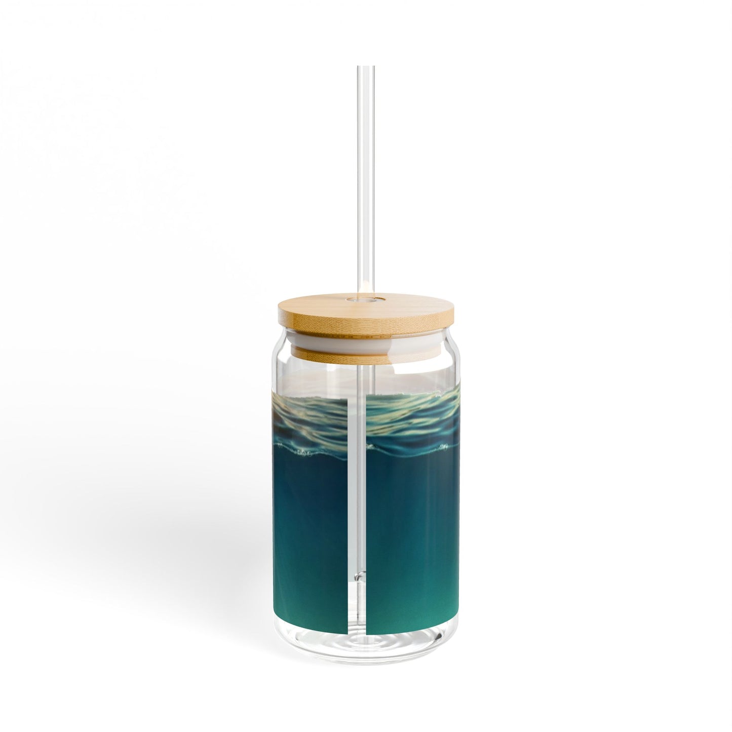 Aesthetic Eco-Friendly Sipper Glass with Bamboo Lid, 16oz Glass Straw Jar, Beach Vibe Drinkware, Perfect for Summer Parties, [...]