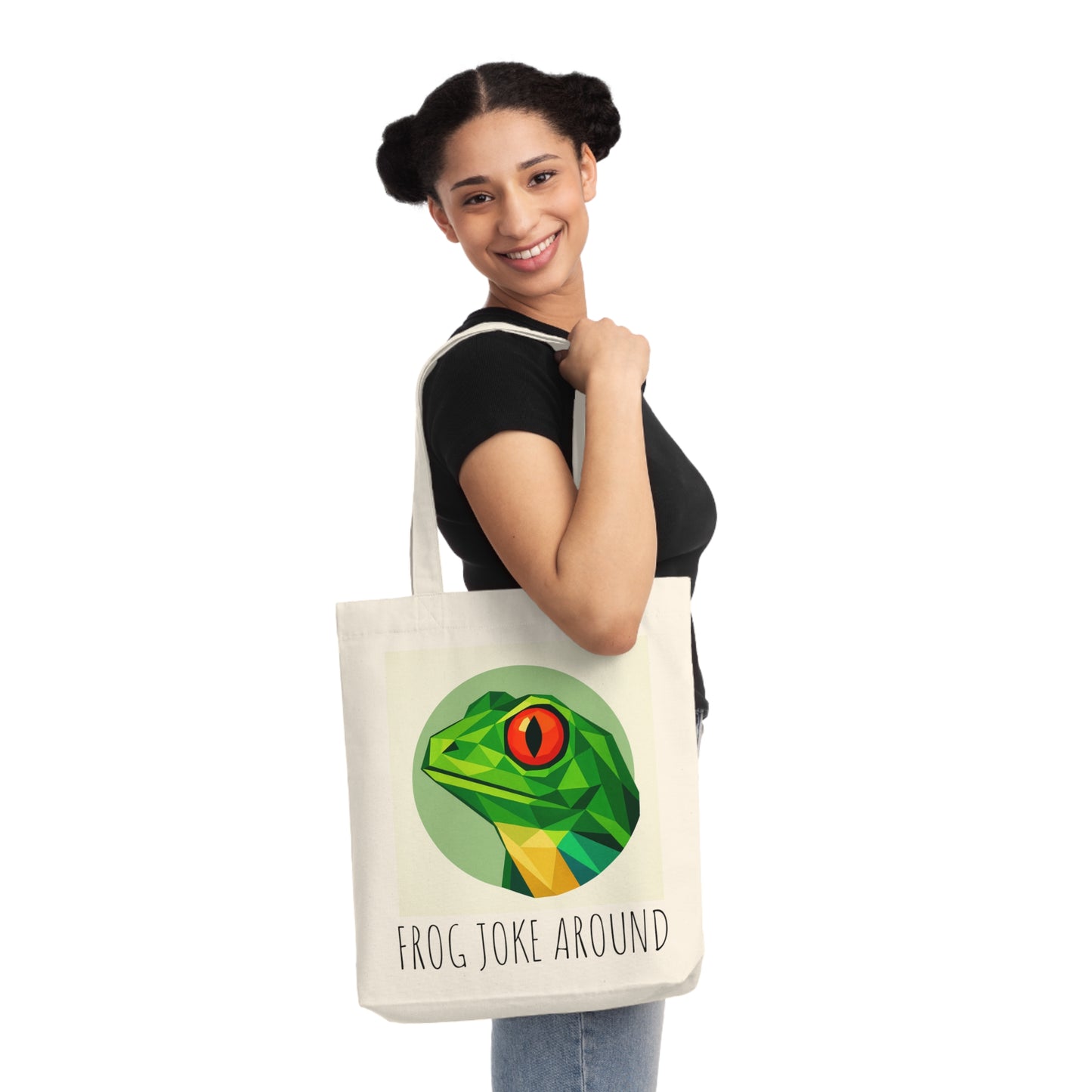 Fun Frog Joke Woven Tote Bag, Eco-Friendly Shopping Bag, Gift for Frog Lovers, Humorous Grocery Tote, Funny Beach Bag, Kids' Activity Bag