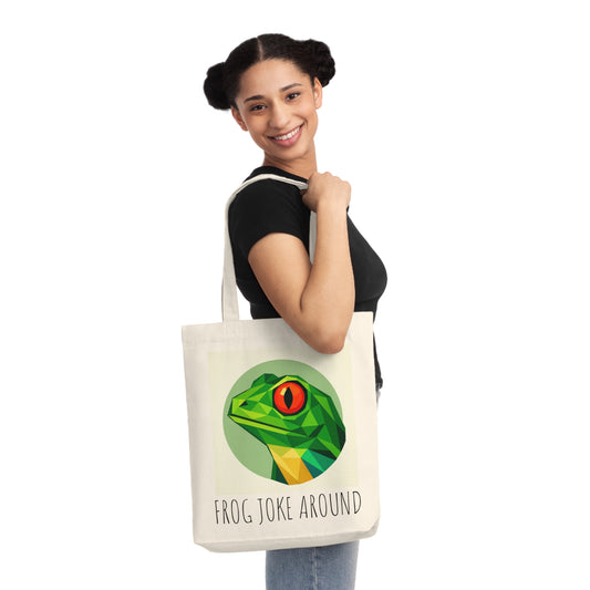 Fun Frog Joke Woven Tote Bag, Eco-Friendly Shopping Bag, Gift for Frog Lovers, Humorous Grocery Tote, Funny Beach Bag, Kids' Activity Bag