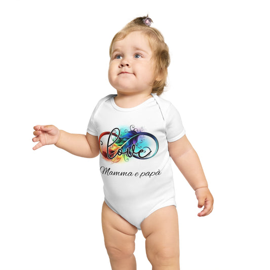 Colorful Love Baby Bodysuit, Baby Shower Gift, Newborn Outfit, Cute Infant Clothes, Family Love Apparel, Mamma e papà Design