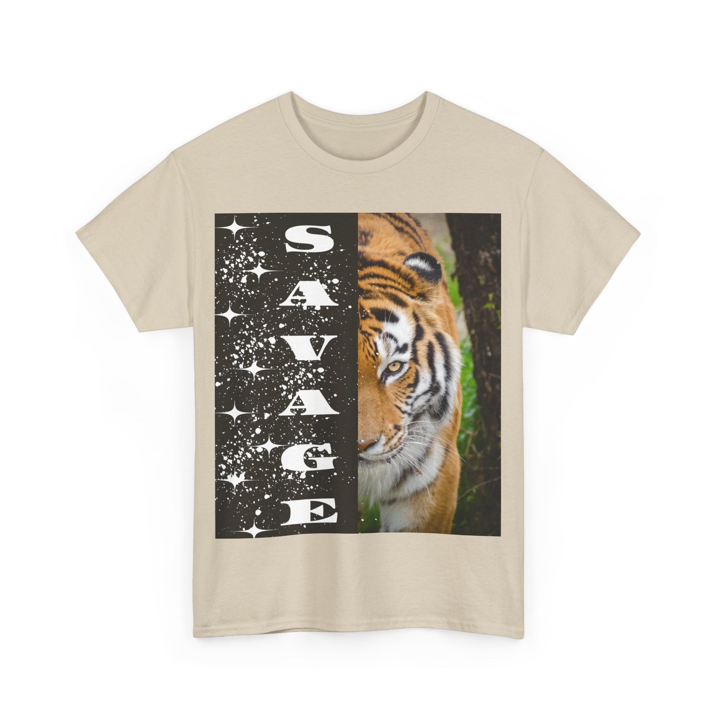 Savage Tiger Cotton Tee |Arte indossabile con orgoglio, regalo per gli amanti degli animali, maglietta unisex, moda originale, abbigliamento Wild Spirit