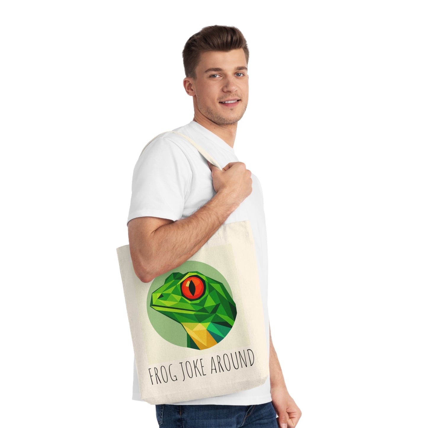 Fun Frog Joke Woven Tote Bag, Eco-Friendly Shopping Bag, Gift for Frog Lovers, Humorous Grocery Tote, Funny Beach Bag, Kids' Activity Bag