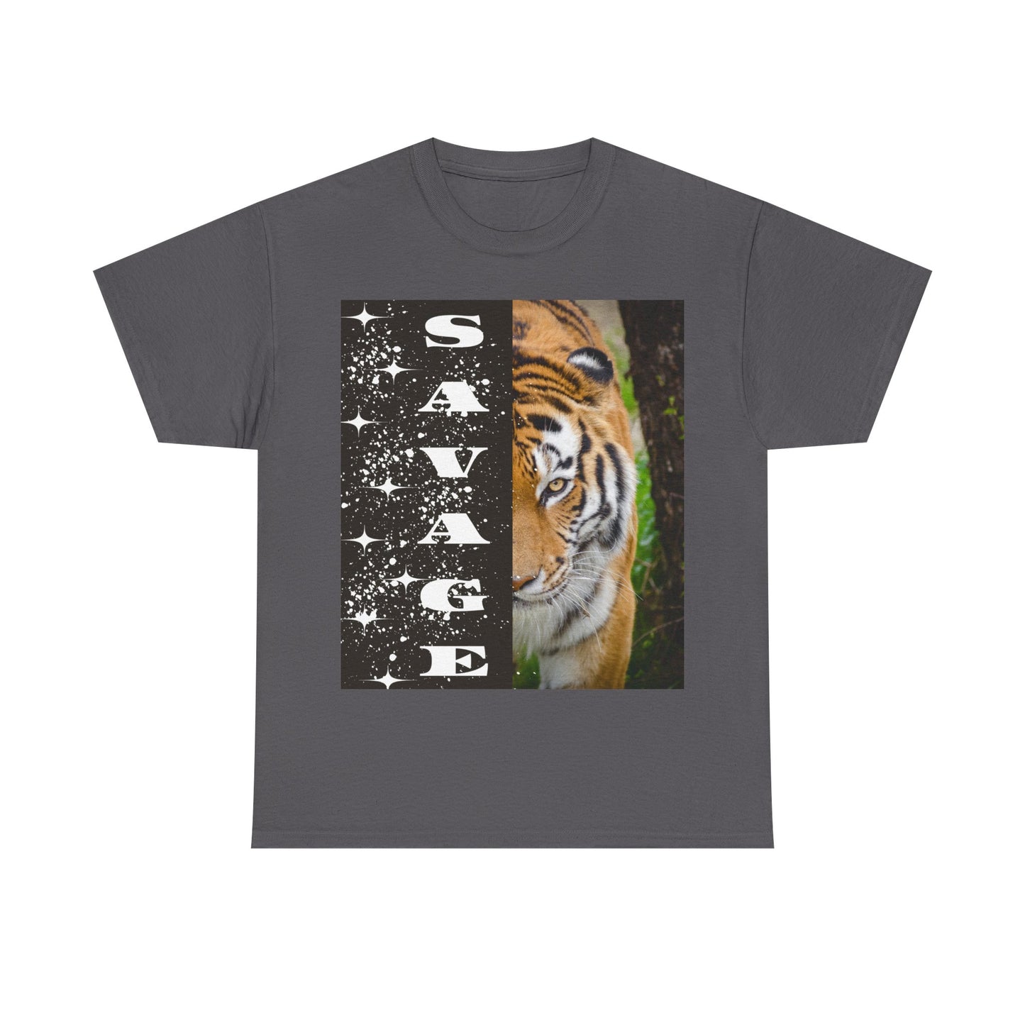 Savage Tiger Cotton Tee |Arte indossabile con orgoglio, regalo per gli amanti degli animali, maglietta unisex, moda originale, abbigliamento Wild Spirit
