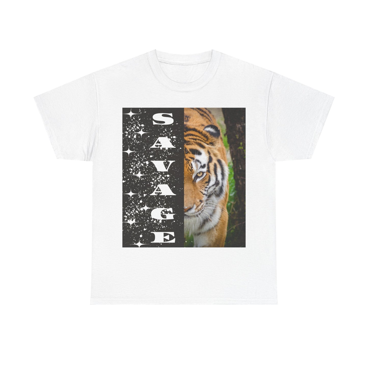 Savage Tiger Cotton Tee |Arte indossabile con orgoglio, regalo per gli amanti degli animali, maglietta unisex, moda originale, abbigliamento Wild Spirit