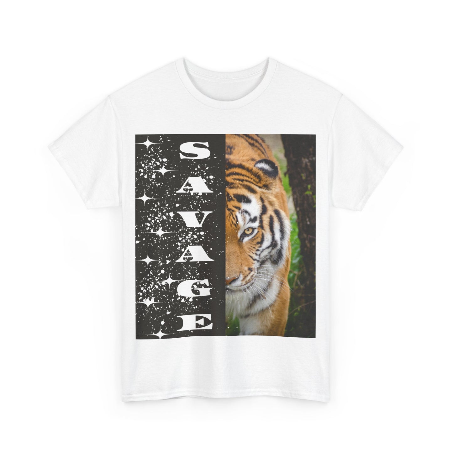 Savage Tiger Cotton Tee |Arte indossabile con orgoglio, regalo per gli amanti degli animali, maglietta unisex, moda originale, abbigliamento Wild Spirit