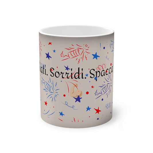 Color-Changing Mug - Sorridi, Space for Celebration, Gift for Coffee Lovers, Home Decor, Unique Party Favors, Fun Kitchen Accessories