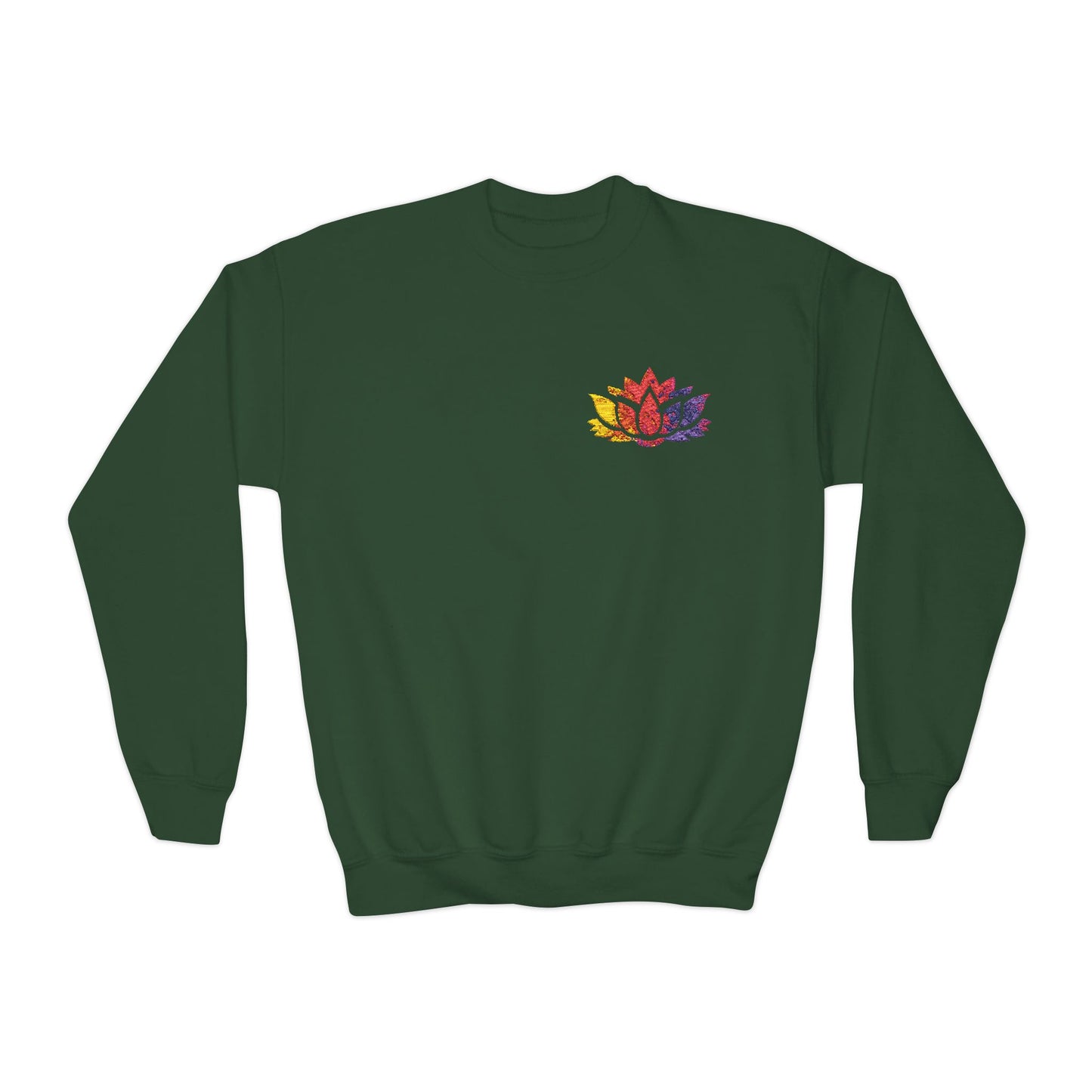 Colorful Lotus Youth Crewneck Sweatshirt, Boho Sweatshirts, Spring Fashion, Meditation Gift, Comfortable Kids Wear