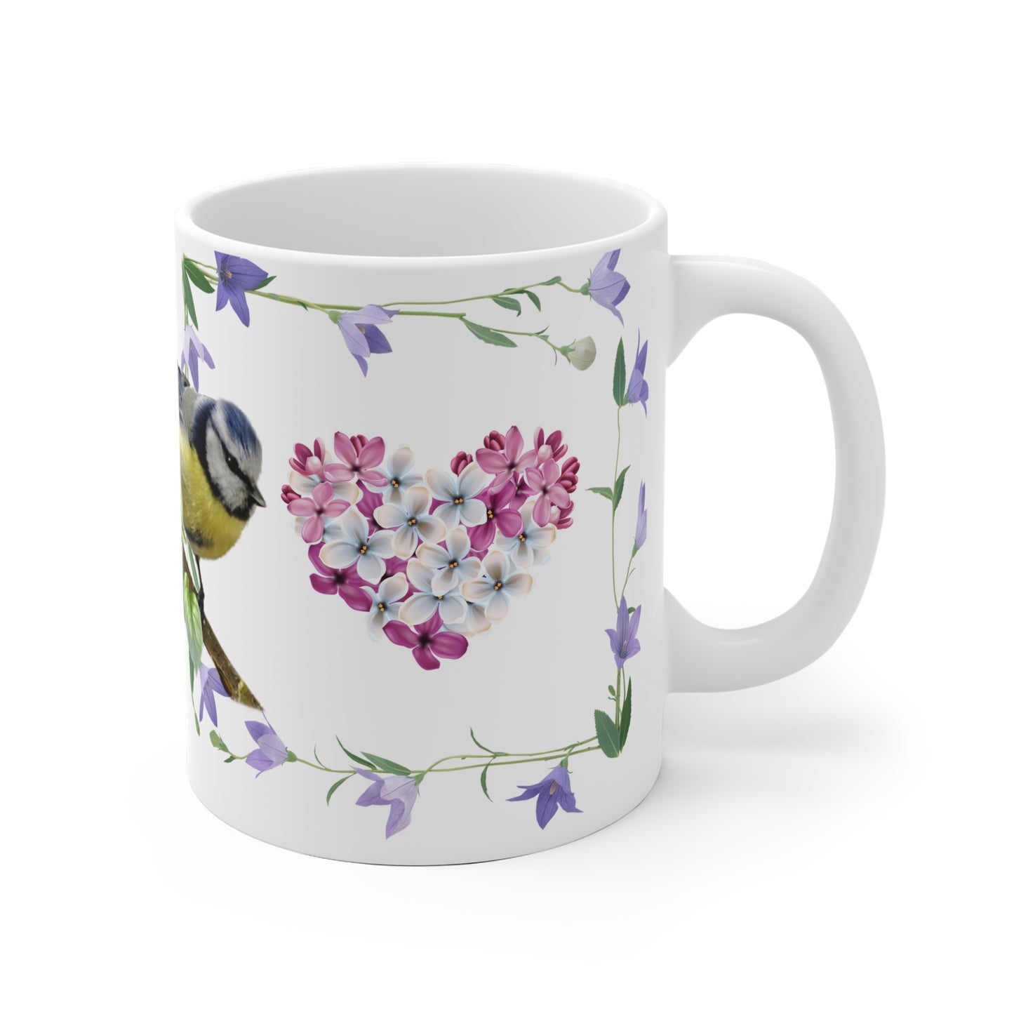 Nature-Inspired Ceramic Mug with Bird and Floral Design, Gift for Bird Lovers, Tea or Coffee Mug, Housewarming Gift, Eco-Friendly Drinkware