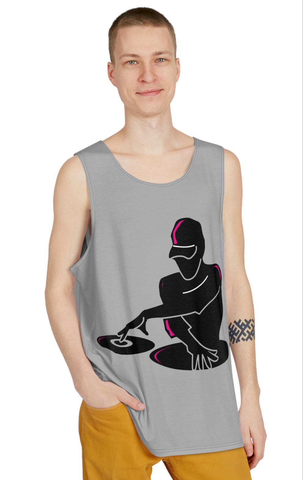 Stylish DJ Graphic Tank Top for Music Lovers, Perfect for Summer, Festivals, Beach Days, and Music Events, Gift Idea